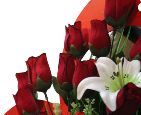 سبد گل رز و لیلیوم سفید - Image 3