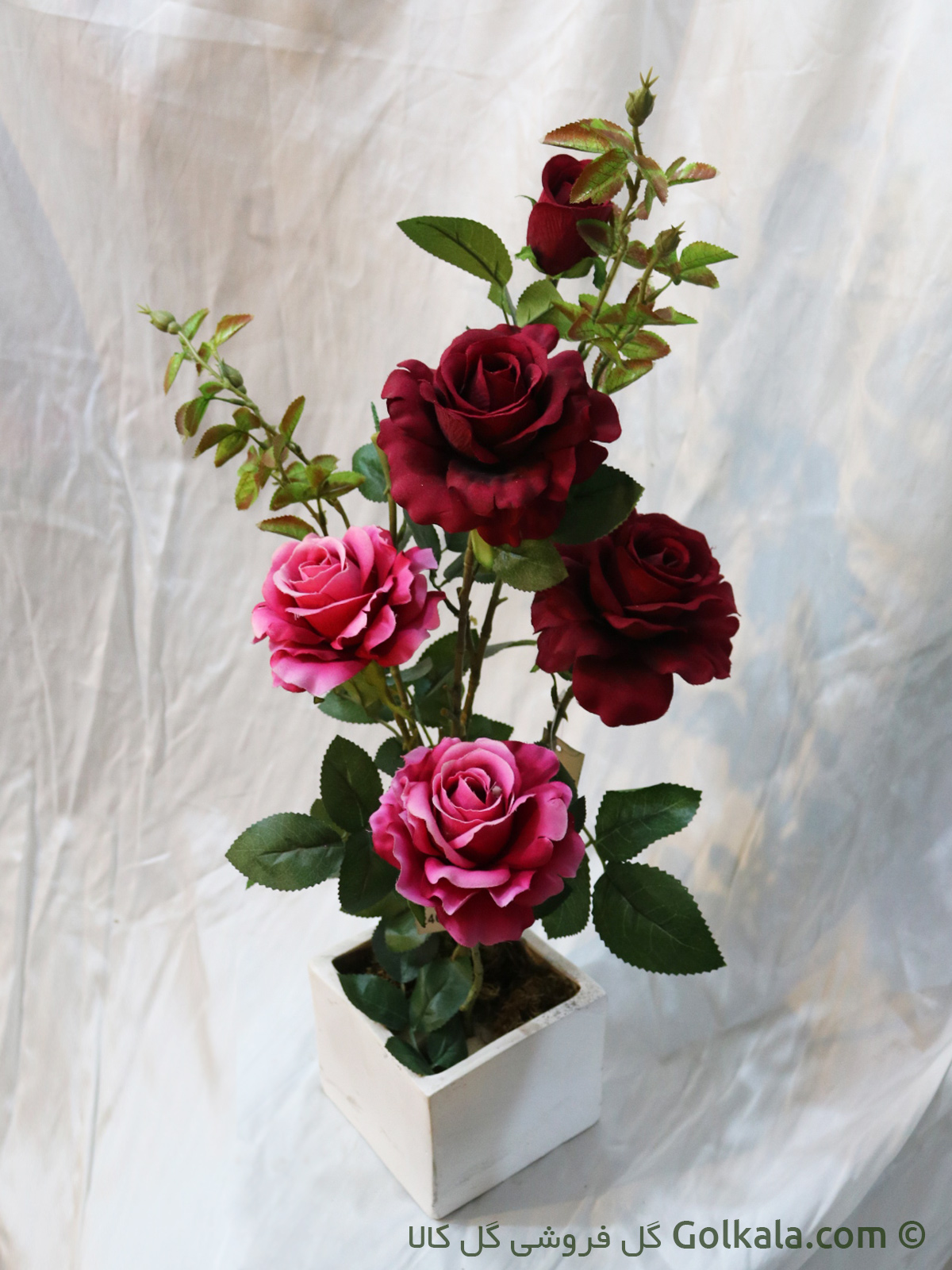 گلدان رز قرمز صورتی هلندی - گل زیبا - گل کالا