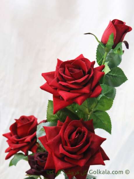 گل رز قرمز - گلدان گل رز سرخ لمسی