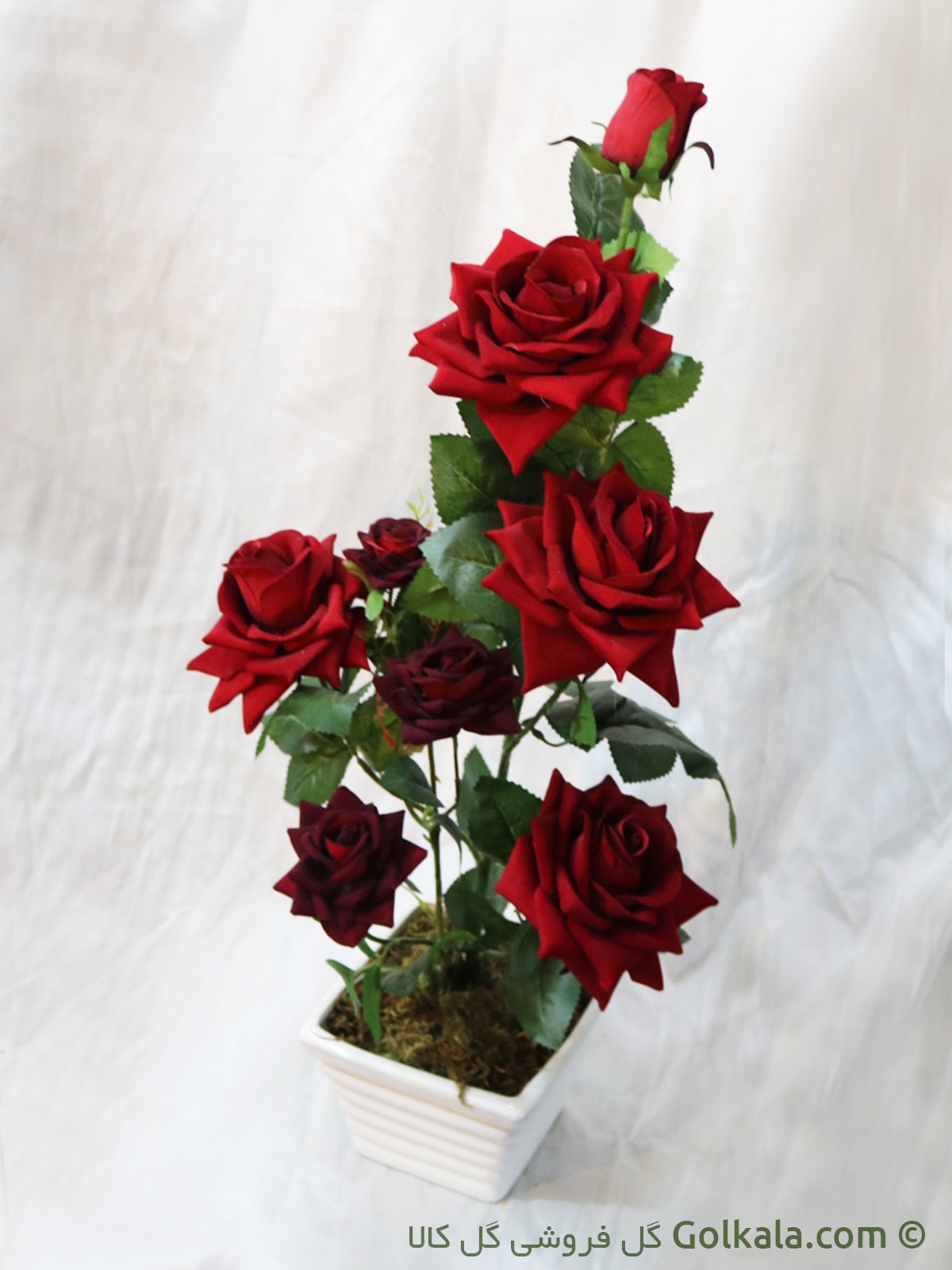 گلدان گل رز سرخ لمسی