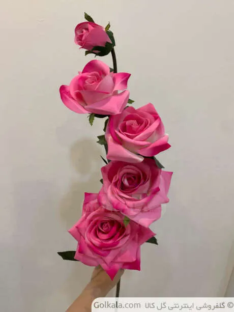 شاخه گل رز صورتی (پنج گل)